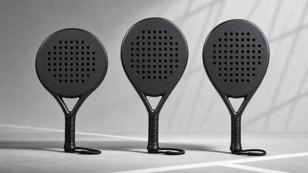 Round teardrop and diamond padel racket shape comparison