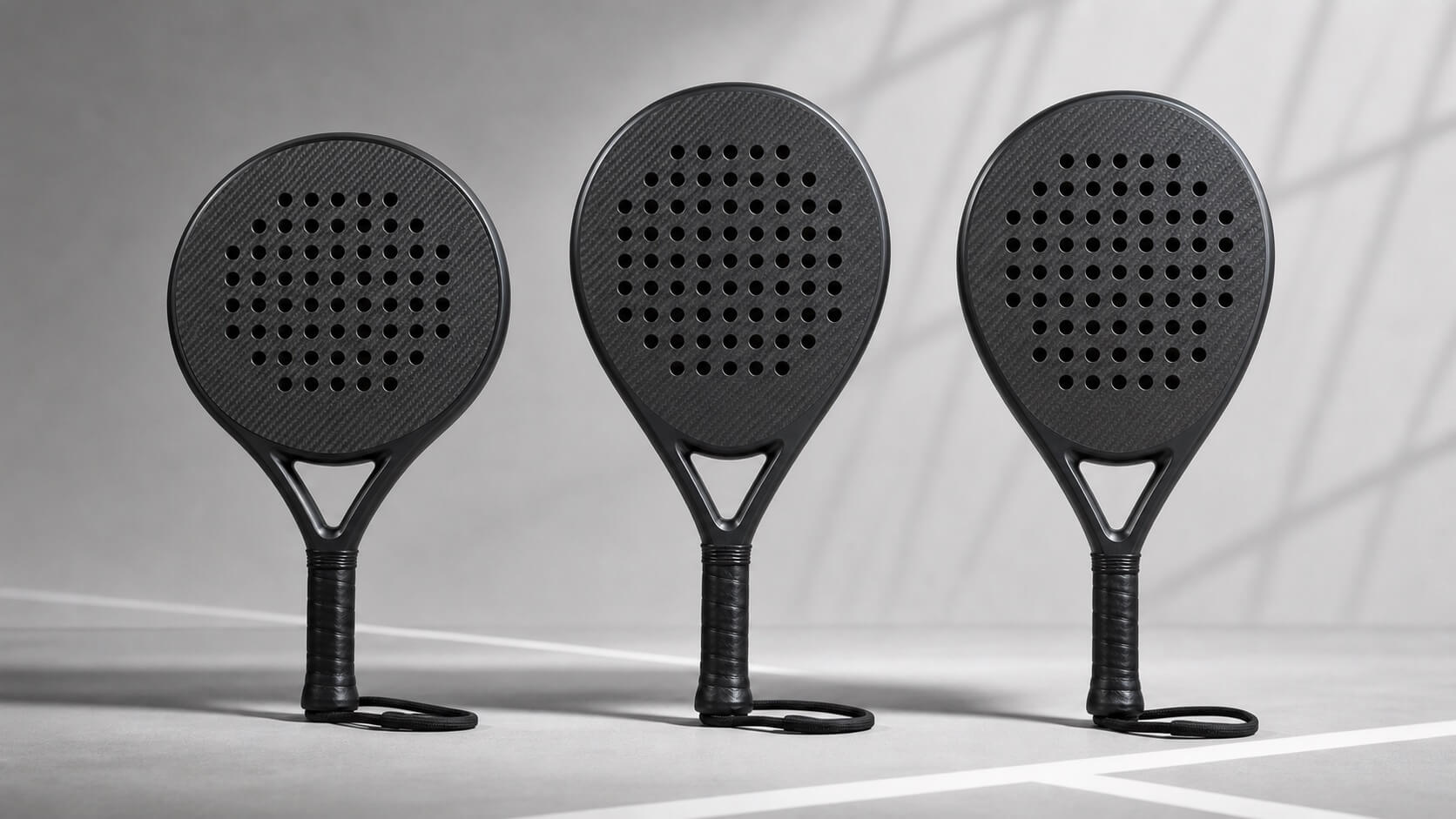 Round teardrop and diamond padel racket shape comparison